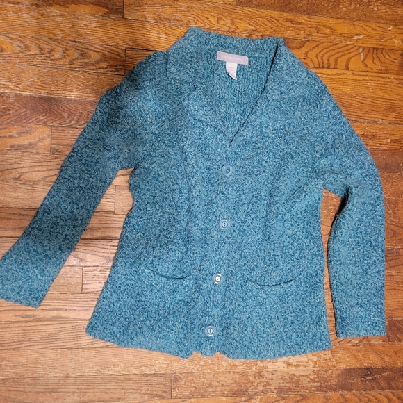 Vintage Knit Sweater Blue with Pockets size Large - Picture 6 of 8